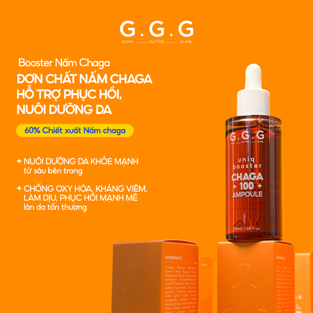 Booster Nấm Chaga 2.0 G.G.G - Tinh Chất Phục Hồi Da Nhạy Cảm, Mỏng Yếu, Da Sau Treatment 50ml
