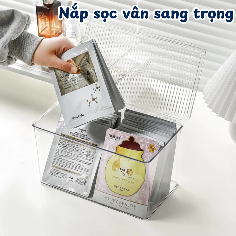Hộp Nhựa Trong Suốt Đựng Đồ Bàn Làm Việc Có Nắp Đậy Kín HOMIE Hộp Lưu Trữ Đa Năng Xếp Chồng Tiện Lợi