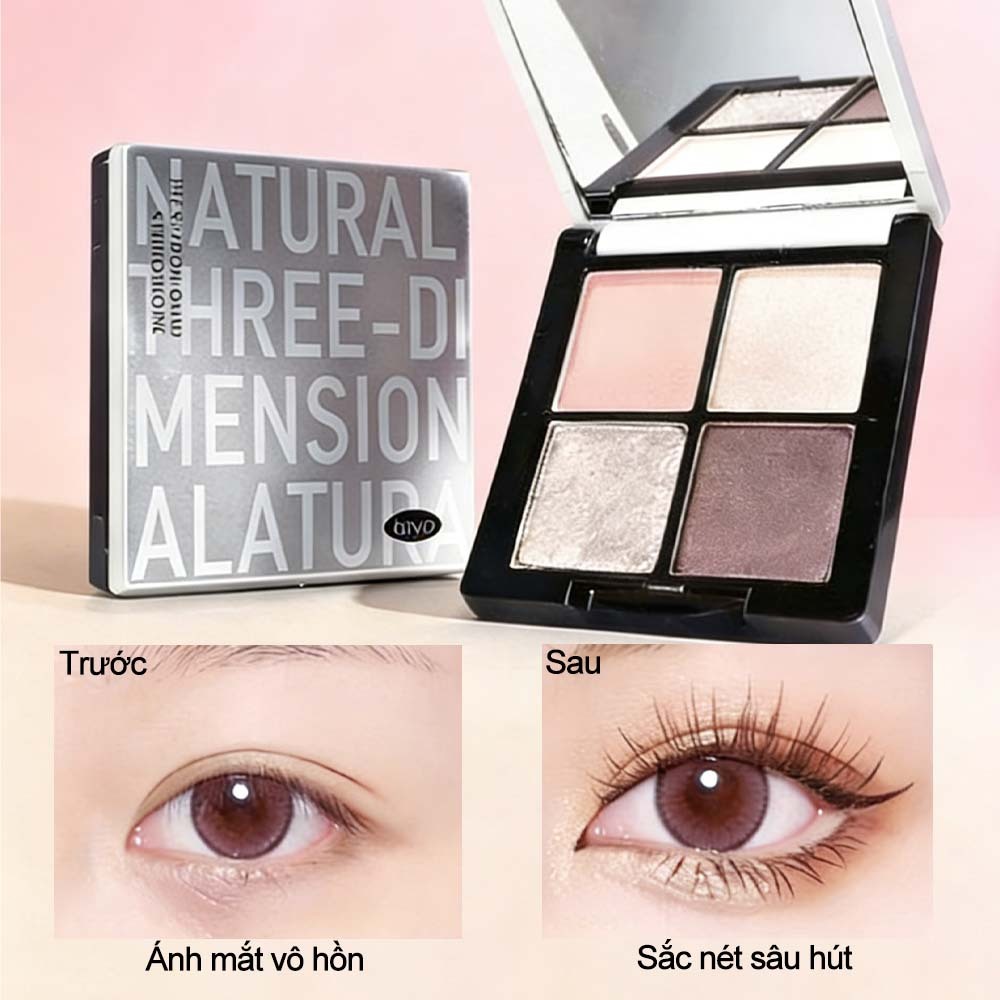 [MUA 1 TẶNG 1] Bảng Phấn Mắt 4 Màu Tự Nhiên – Hạt Phấn Siêu Mịn Không Bay Bụi, Lên Màu Chuẩn, Lâu Trôi Cả Ngày