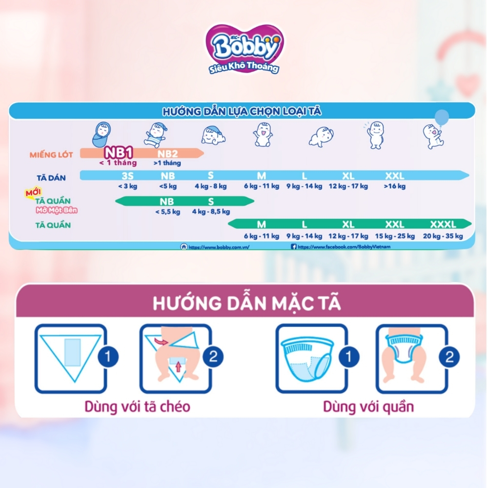 Miếng lót sơ sinh Bobby Newborn 1 + Newborn 2