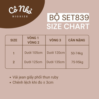 Set Bộ Bigsize Nữ Vải Jean Giấy Mềm Mại Phối Thun Ruby Cao Cấp 58-95kg SET839