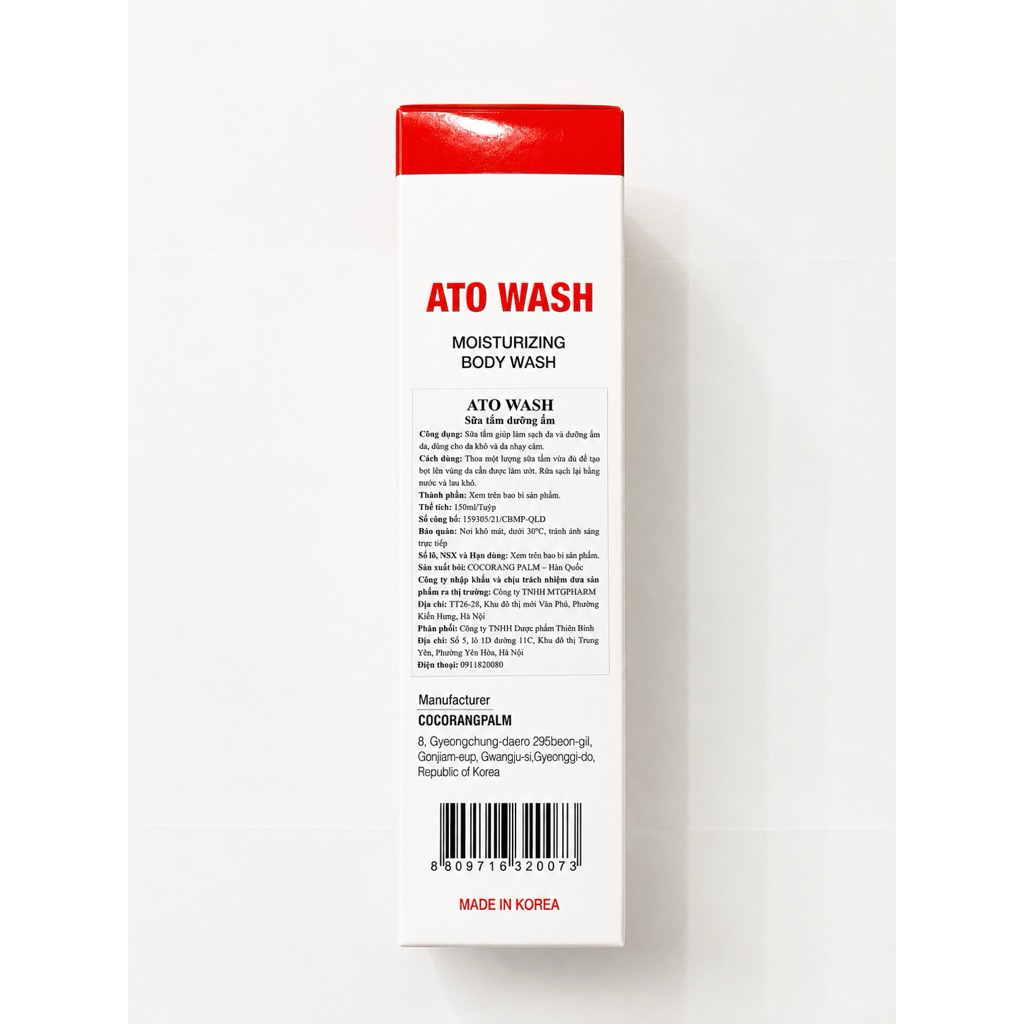 [UY TÍN CHÍNH HÃNG] Sữa Tắm Ato Wash Moisturizing Body Wash Làm Mềm Mịn Da, Cấp Ẩm Da Giảm Ngứa Cho Da Khô - 150ml
