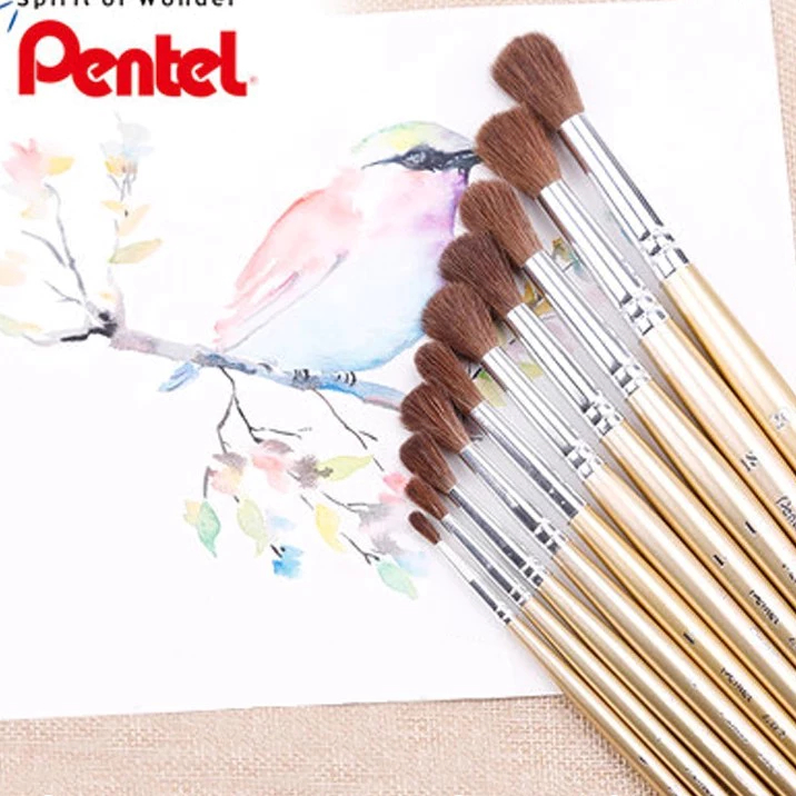 Cọ vẽ màu nước Pentel ZBS cao cấp cọ vẽ tranh lông thú tự nhiên giữ nước tốt đủ size