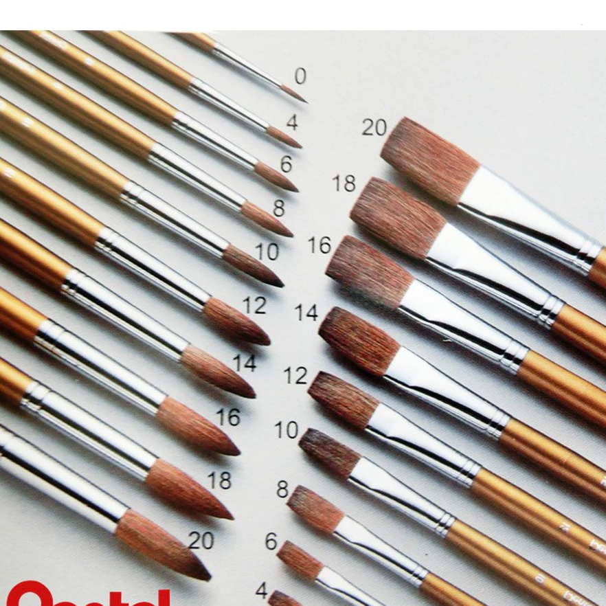Cọ vẽ màu nước Pentel ZBS cao cấp cọ vẽ tranh lông thú tự nhiên giữ nước tốt đủ size