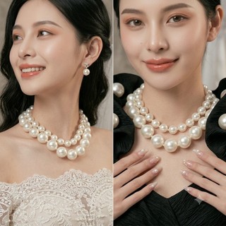 [ DAISYN ] N841 choker dây chuyền hạt ngọc trai nhân tạo lớn,  vòng cổ cưới sang trọng