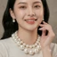 N841 choker dây chuyền hạt ngọc trai nhân tạo lớn, vòng cổ cưới sang trọng