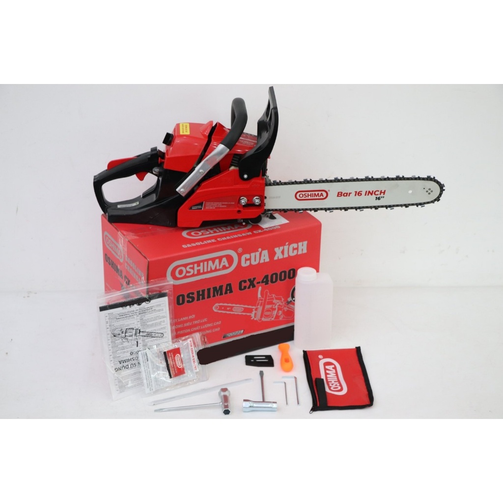 Cưa xích OSHIMA CX-4000 - Công suất 1.8 KW - Động cơ 2 Thì 40cc - Bảo Hành Chính Hãng 12 Tháng