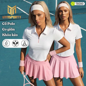 Áo Pickleball Nữ UYNSPORTY Cổ Polo Khóa Kéo Dáng Croptop Phối Màu, Co Giãn Nhẹ – Áo Thể Thao Nữ