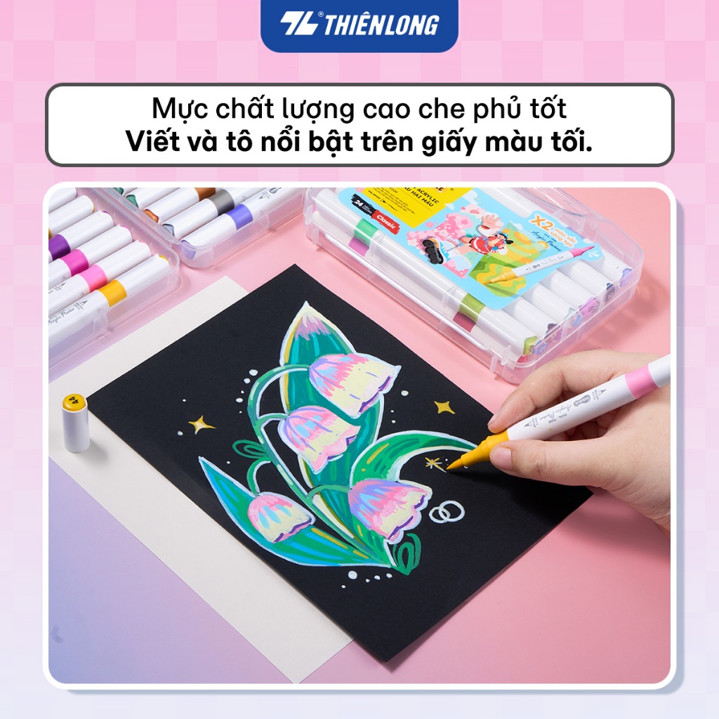 Bộ Bút Hai Đầu 12/24/48 Màu Acrylic Markers Thiên Long Colokit  - Cây 2 đầu, 2 màu mực | BigBuy360 - bigbuy360.vn
