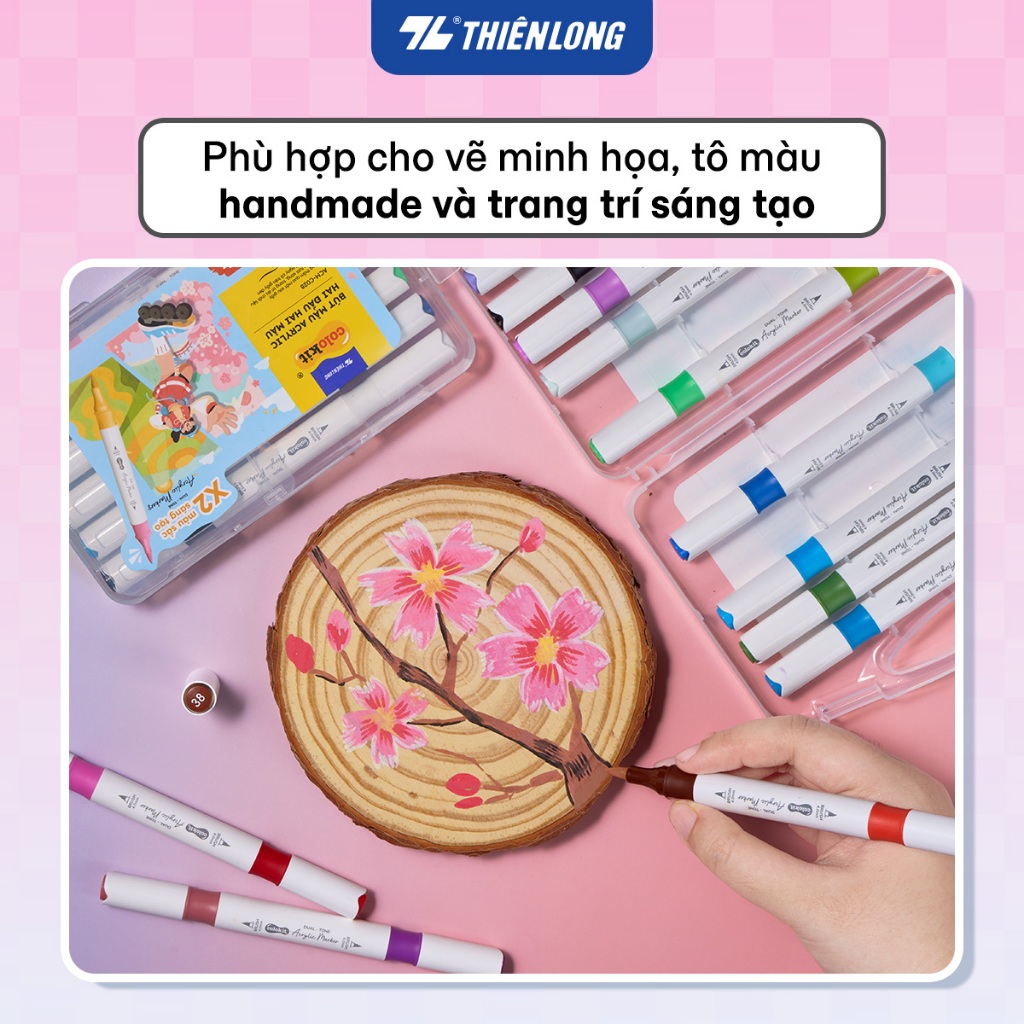 Bộ Bút Hai Đầu 12/24/48 Màu Acrylic Markers Thiên Long Colokit  - Cây 2 đầu, 2 màu mực | BigBuy360 - bigbuy360.vn