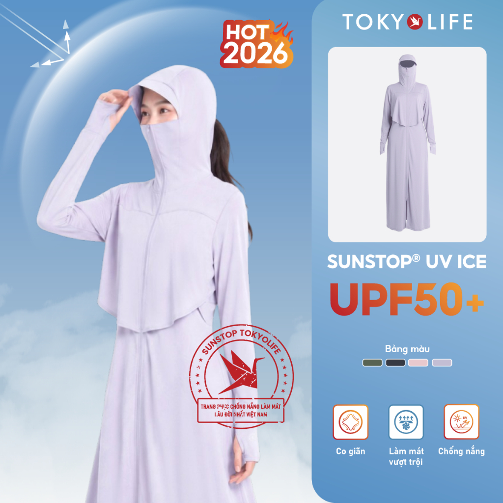 [NEW 2026_LÙI 1 SIZE] Áo chống nắng Nữ dáng dài TOKYOLIFE Sunstop Ice siêu mát lạnh thoáng khí mũ rộng vành 40005326