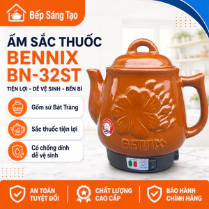Siêu sắc thuốc bắc Bennix BN-32ST,ấm sắc thuốc Bát Tràng,dung tích 3,2 lít,bảo hành 12 tháng