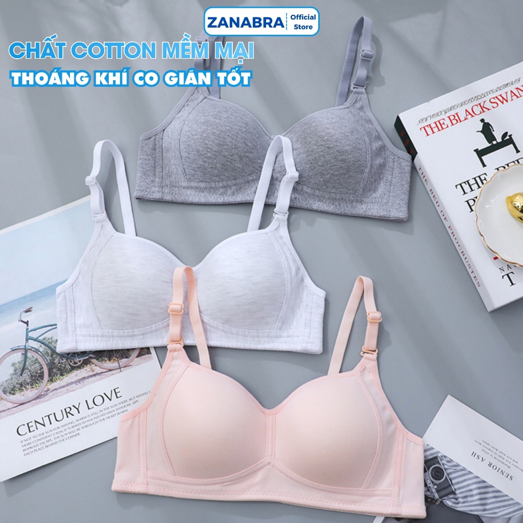 Áo Ngực Nữ Cotton Mút Mỏng, Áo Lót Nữ Không Gọng Co Giãn Thoải Mái ZANABRA A838
