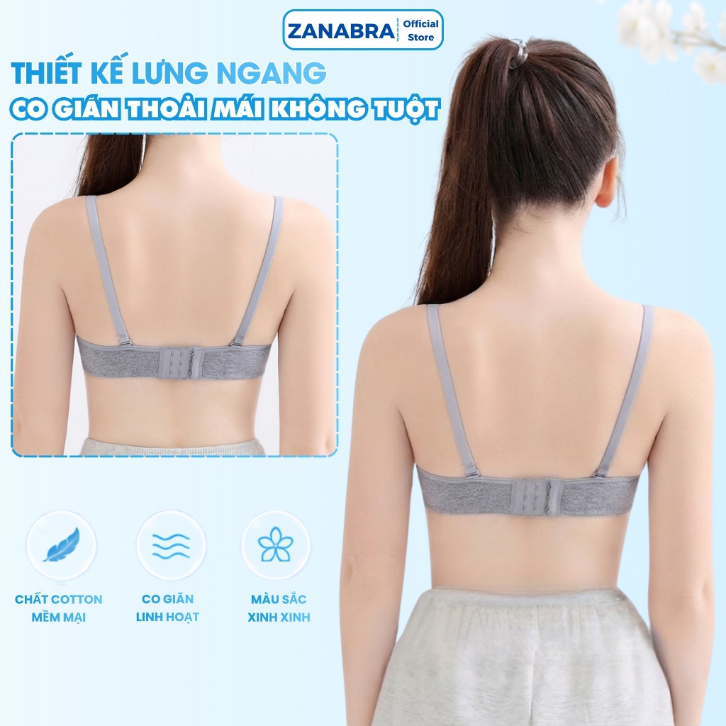 Áo Ngực Nữ Cotton Mút Mỏng, Áo Lót Nữ Không Gọng Co Giãn Thoải Mái ZANABRA A838