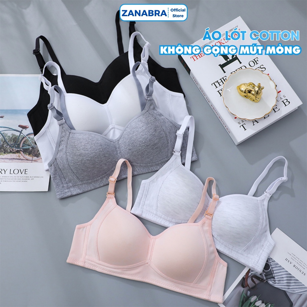 Áo Ngực Nữ Cotton Mút Mỏng, Áo Lót Nữ Không Gọng Co Giãn Thoải Mái ZANABRA A838