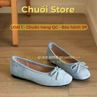 Giày bệt nữ da PU tổng hợp dệt vải đế cao su xinh xắn đễ thương đáng yêu dễ phối đồ