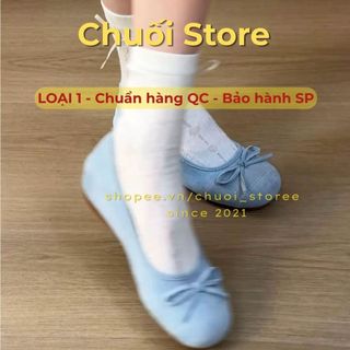 Giày bệt nữ da PU tổng hợp dệt vải đế cao su mềm mại mang nhẹ chân mix nơ cute