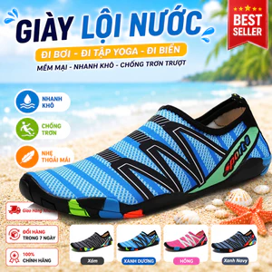 Giày Lội Nước Chống Trơn Trượt Nhanh Khô Đi Biển Đi Bơi Tập Yoga Mềm Mại Chính Hãng