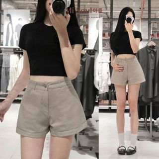Quần Short Kaki Bigsize Cạp Cao Dáng A, Quần Đùi Nữ Basic Tôn Dáng Che Bụng Misoul 563