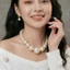 N841 choker dây chuyền hạt ngọc trai nhân tạo lớn, vòng cổ cưới sang trọng