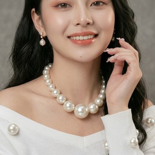 [ DAISYN ] N841 choker dây chuyền hạt ngọc trai nhân tạo lớn,  vòng cổ cưới sang trọng