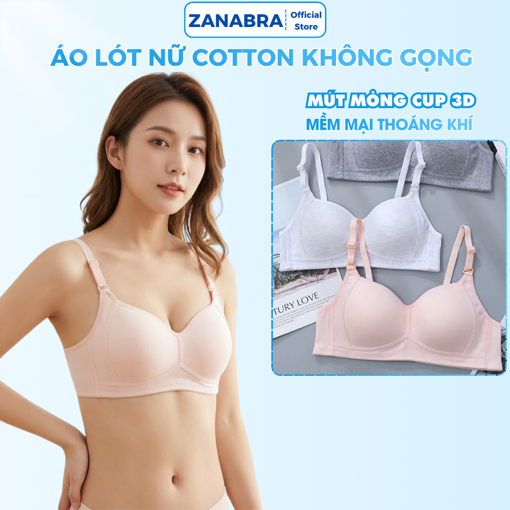 Áo Ngực Nữ Cotton Mút Mỏng, Áo Lót Nữ Không Gọng Co Giãn Thoải Mái ZANABRA A838