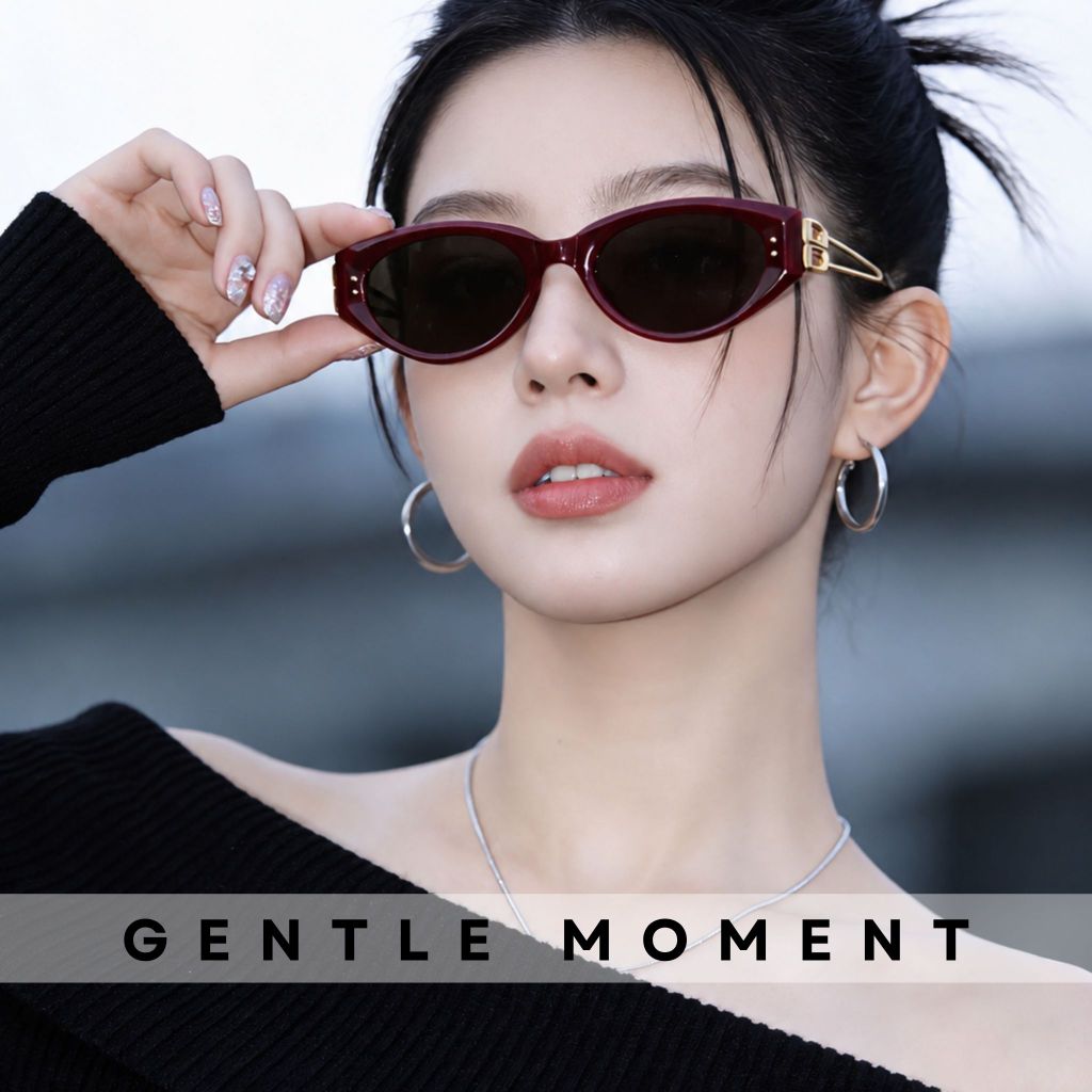 Kính râm mắt mèo gọng kim loại GENTLE MOMENT chống tia UV kính mát thời trang nam nữ phong cách GM3358