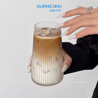 SET 6 Cốc thủy tinh chịu nhiệt dáng tháp sần, tháp sọc uống sinh tố, cà phê, nước ép 440ml