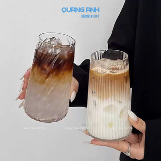 SET 6 Cốc thủy tinh chịu nhiệt dáng tháp sần, tháp sọc uống sinh tố, cà phê, nước ép 440ml