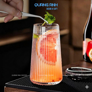 SET 6 Cốc thủy tinh chịu nhiệt dáng tháp sần, tháp sọc uống sinh tố, cà phê, nước ép 440ml