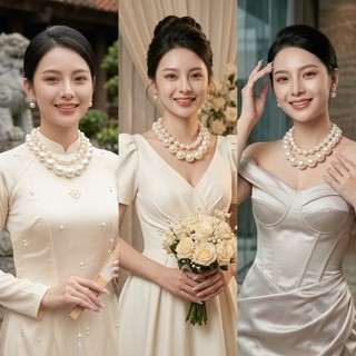 [ DAISYN ] N841 choker dây chuyền hạt ngọc trai nhân tạo lớn,  vòng cổ cưới sang trọng