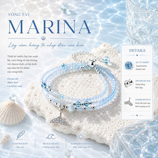 Vòng Tay Đá Aquamarine, Charm Đuôi Cá – Phong Cách Mùa Hè Thanh Mát, Nhẹ Nhàng, Dễ Phối Đồ [Marina]