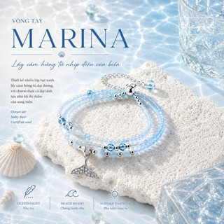 Vòng Tay Đá Aquamarine, Charm Đuôi Cá – Phong Cách Mùa Hè Thanh Mát, Nhẹ Nhàng, Dễ Phối Đồ [Marina]
