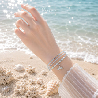 Vòng Tay Đá Aquamarine, Charm Đuôi Cá – Phong Cách Mùa Hè Thanh Mát, Nhẹ Nhàng, Dễ Phối Đồ [Marina]