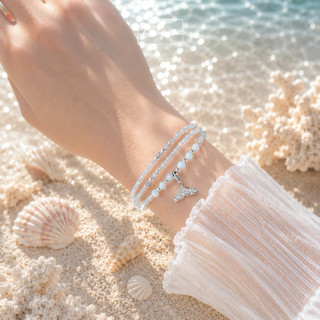 Vòng Tay Đá Aquamarine, Charm Đuôi Cá – Phong Cách Mùa Hè Thanh Mát, Nhẹ Nhàng, Dễ Phối Đồ [Marina]