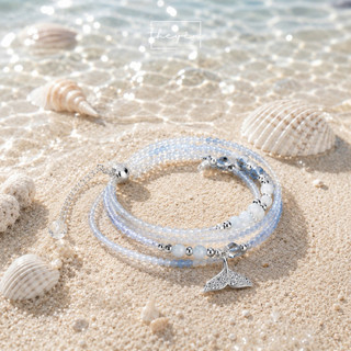 Vòng Tay Đá Aquamarine, Charm Đuôi Cá – Phong Cách Mùa Hè Thanh Mát, Nhẹ Nhàng, Dễ Phối Đồ [Marina]