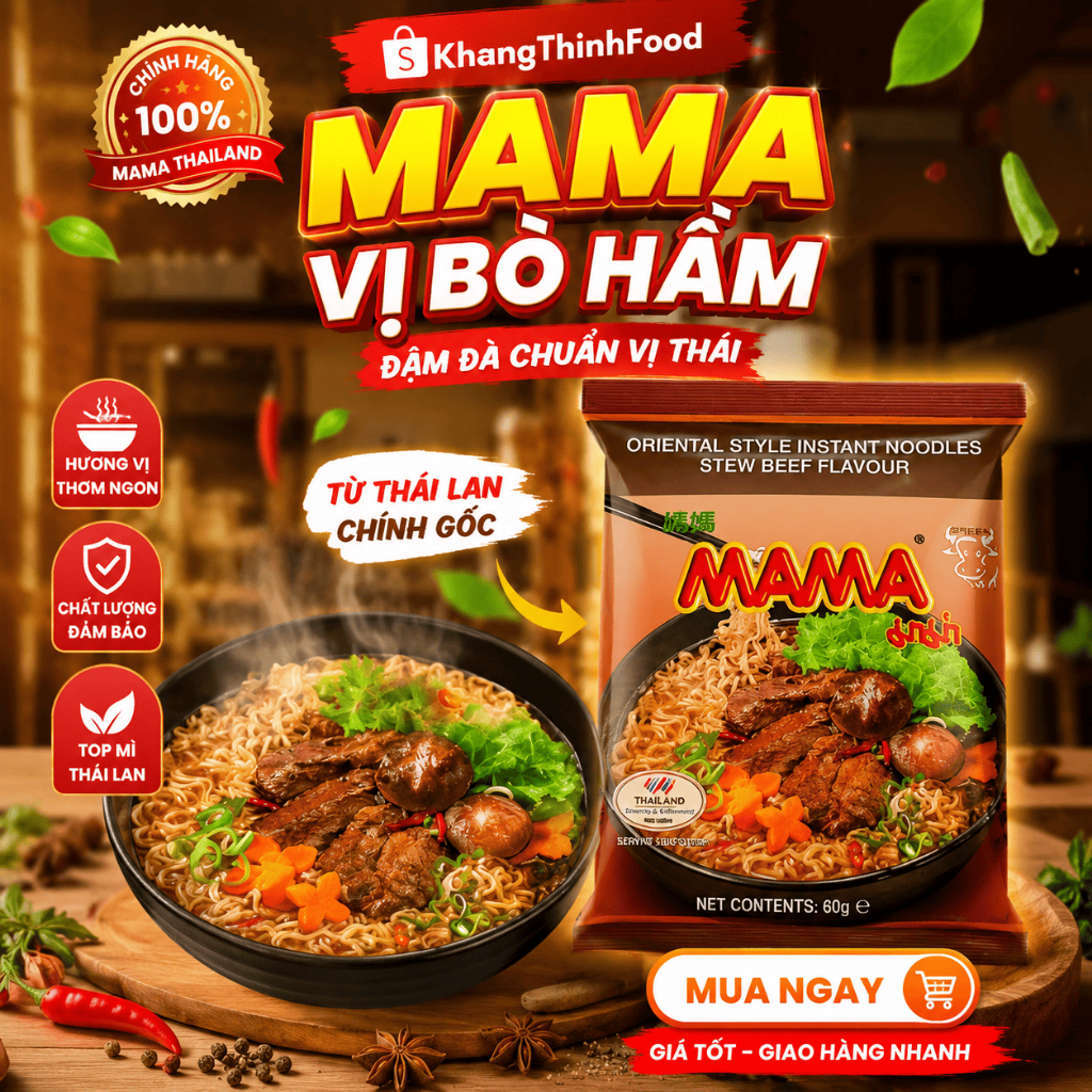 [ THÙNG 30 GÓI ] MÌ Gói Mama Thái Lan 55g-60gr Nhập Thái Lan, Hsd 12 Tháng, Ngon Đậm Vị
