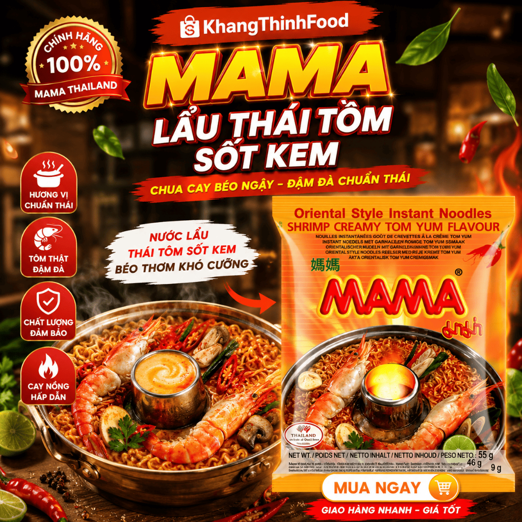 [ THÙNG 30 GÓI ] MÌ Gói Mama Thái Lan 55g-60gr Nhập Thái Lan, Hsd 12 Tháng, Ngon Đậm Vị