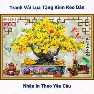 Tranh 3D dán tường hoa mai, hoa đào, tranh 3D dán tường in trên chất liệu vải lụa (shop tặng kèm keo dán)