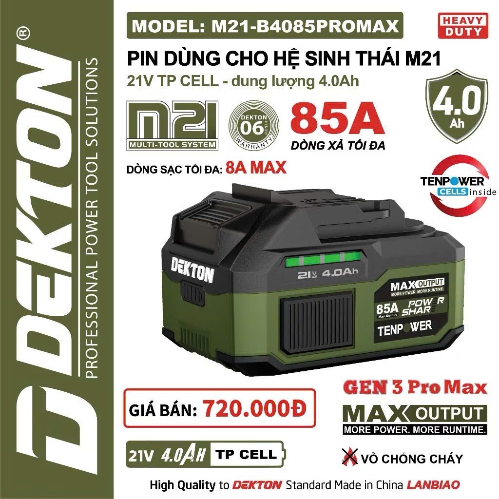 Pin 4A DEKTON M21-B4085PROMAX bảng mạch công nghệ thế hệ mới Chân Pin Phổ Thông
