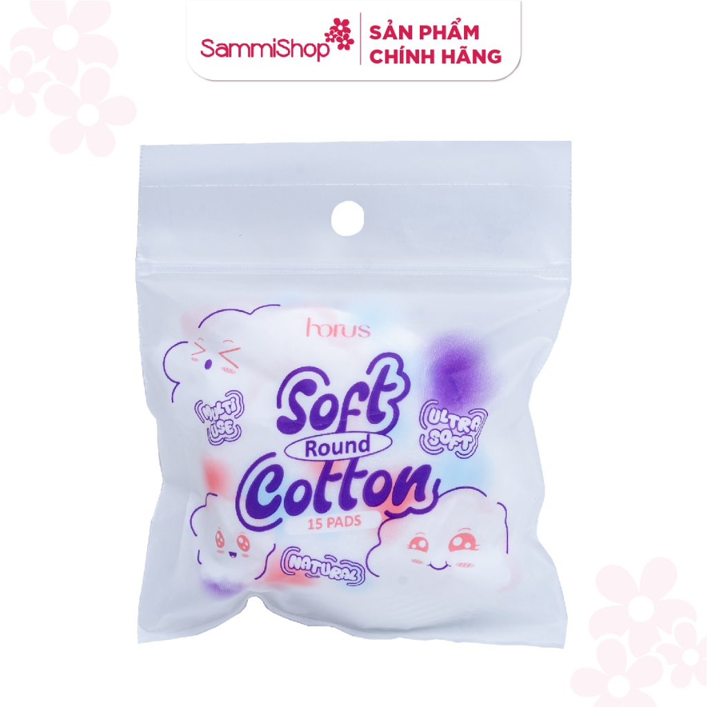 [HÀNG TẶNG KHÔNG BÁN] [15pcs] 01 QT Horus Bông tẩy trang tròn Round Soft Cotton Pads 15 pads - Ultra Soft