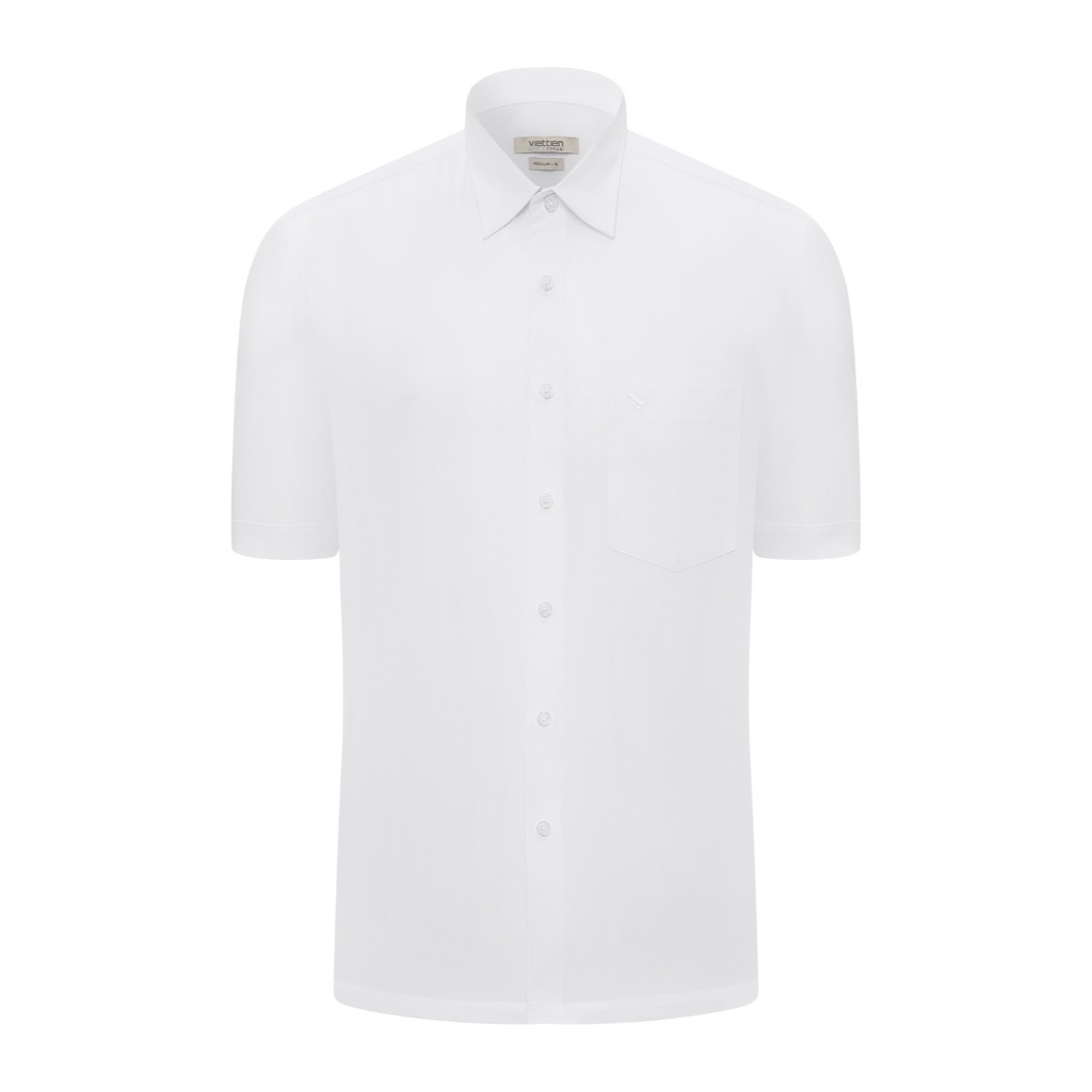Áo sơ mi ngắn tay vạt ngang VIETTIEN SMART CASUAL vải Hoa hồng form REGULAR VT00000669