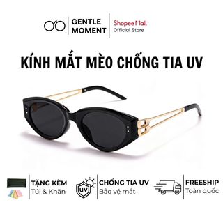 Kính râm mắt mèo chống tia UV GENTLE MOMENT kính mát gọng kim loại sang trọng thời trang nam nữ GM3358