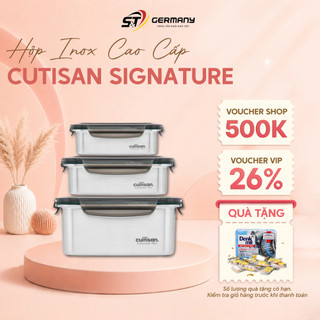 Hộp Inox Cao Cấp Cuitisan Signature Rectangle,nắp khóa 4 cạnh chắc chắn, an toàn trong lò vi sóng, không ám mùi GST HCM