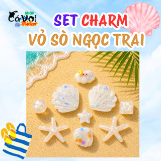 [ĐỘC QUYỀN]  Set Charm Vỏ Sò Ngọc Trai Ánh Cực Quang Trong Suốt – Sao Biển Đại Dương Tone Trắng Cao Cấp Dễ Thương