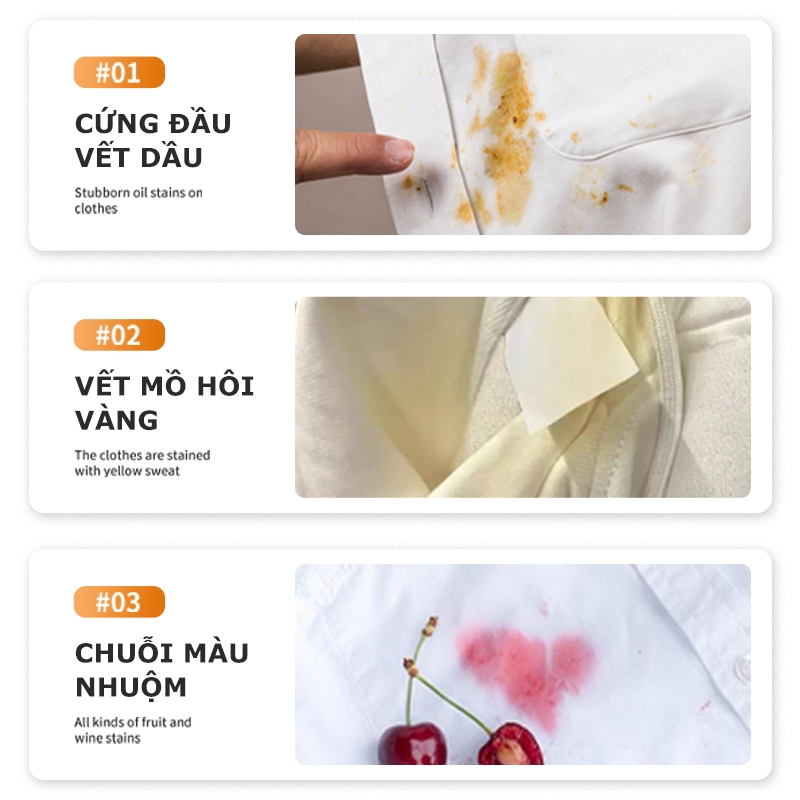 Bột Tẩy Trắng Enzyme Sinh Học - Tẩy Vết Bẩn, Ố Vàng, Mốc Lâu Ngày - Không Phai Màu, An Toàn Cho Vải Màu - 110g-Cubi