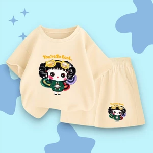 sét bô quần áo côc tay cotton mềm min in hình cô gái kính vàng cho các bé gái 10 - 53 kg [ M 8 ]