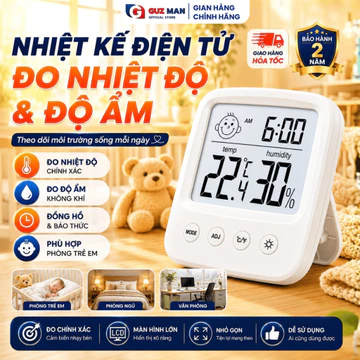 Nhiệt Kế Điện Tử Thông Minh, Nhiệt Kế Trong Nhà Màn Hình Led Đo Nhiệt Độ, Độ Ẩm Phòng Ngủ Cho Bé