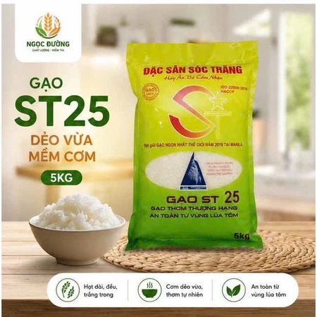 5KG Gạo ST25 Sóc Trăng Dẻo Thơm Cơm Ngọt – Gạo Ngon Cho Gia Đình