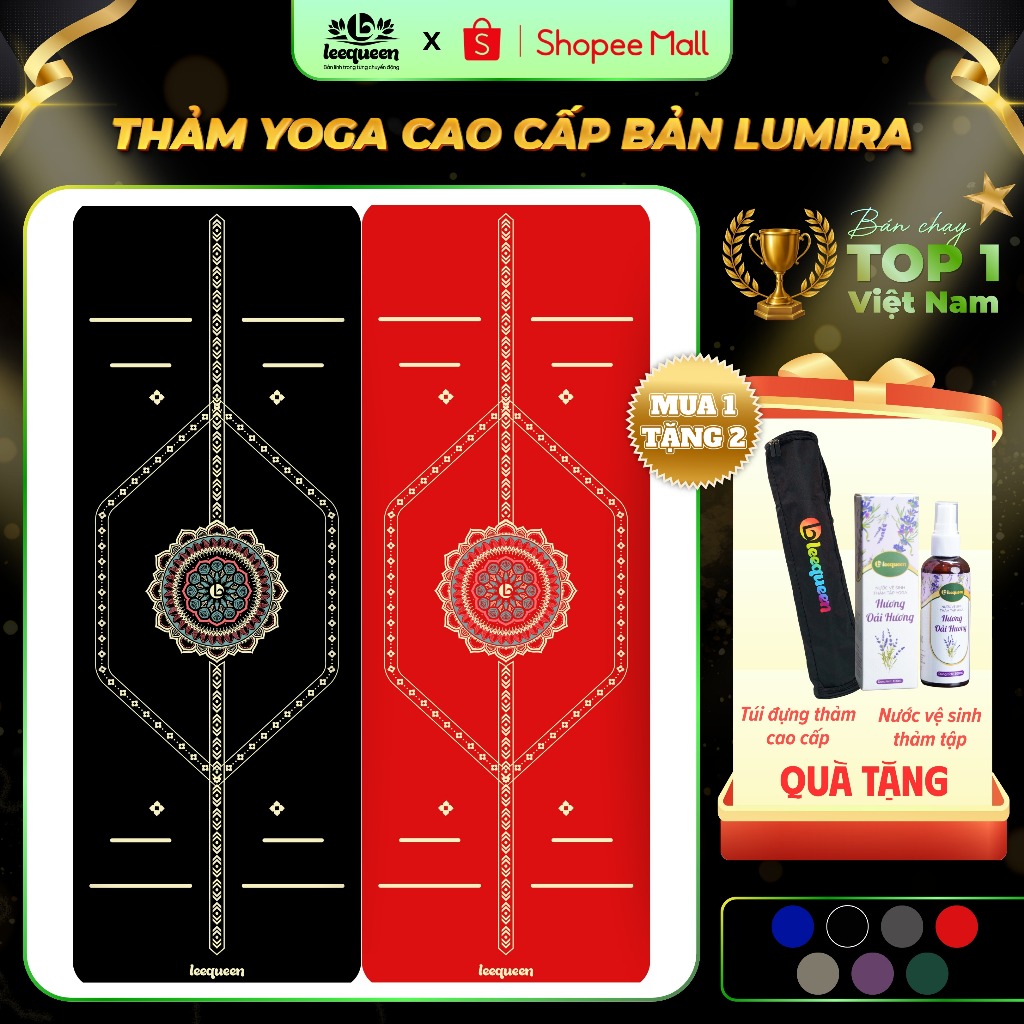 [COMBO QUÀ TẶNG] Thảm yoga chống trượt cao cấp xơ dừa phiên bản LUMIRA hãng LEEQUEEN chất liệu cao su tự nhiên